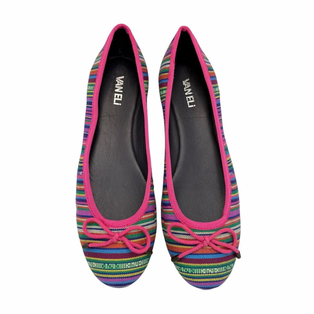 Vaneli NWOB Multicolor Fabric Stripe Round Toe Cute Colorful Ballet Flats